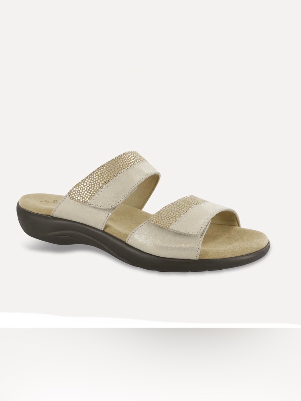 SAS NUDU Double Strap Slide Sandal in Golden Tan